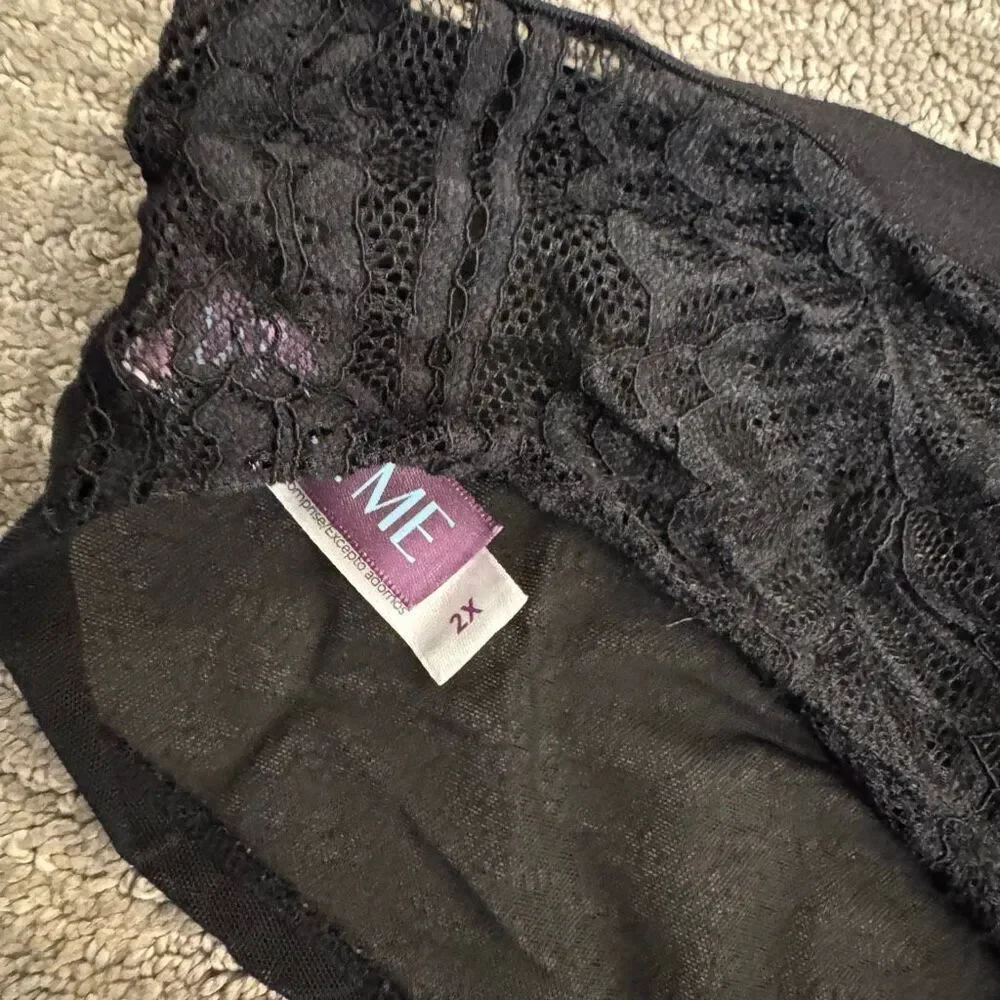 Adore Me Sexy Purple Black Lace‎ Lingerie Set 40G  2X
